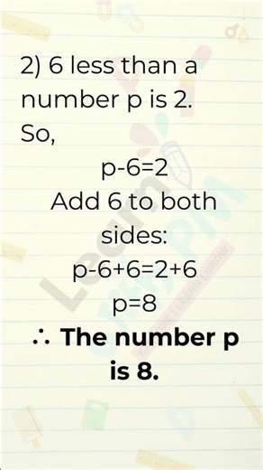 7 Added to a Number Is 20 #equation #linearequations #maths #mathematics #class6maths #mathstricks