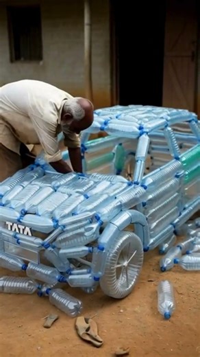 Grandpa Built this TATA Punch Car Sculpture Made from Plastic Bottles @aigeneratedvideo-u9m