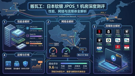搬瓦工 JPOS_1 深度测评｜日本软银线路到底值不值得入手？