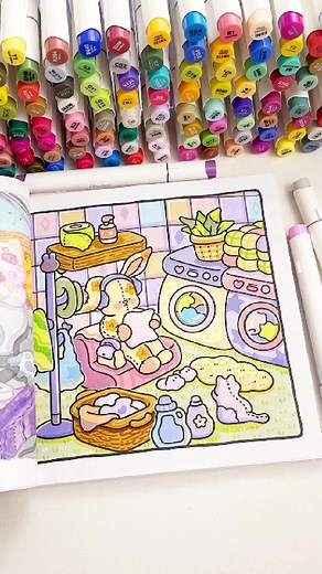 When your laundry IRL is chaotic but your coloring laundry is pastel perfection 🐰🧺💛 I loved blending all these gentle shades together—sometimes slow, cozy scenes are exactly what my brain needs. This page is a part of “Fluffy Quilt” coloring book There’s a little surprise waiting in the bio! #bogiki #bogikicoloring #coloring #coloringbook #coloringtherapy #fluffyquilt #quilting | Bogiki Coloring