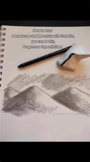 How to draw a Landscape and Mountain with Graphite, you can do this, Progress so far #shorts