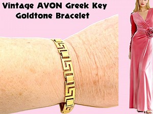 Vintage AVON Greek Key Goldtone Bracelet - Etsy