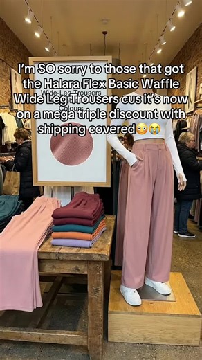 Halara Flex Basic Waffle Wide Leg Trousers Discount Offer