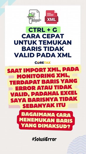 Saat import XML, pada monitoring XML, terdapat baris yang error atau tidak valid, padahal excel saya barisnya tidak sebanyak itu, bagaimana cara menemukan baris yang dimaksud? #SolusiError Silakan install Notepad untuk tracing baris data XML yang tidak valid/bermasalah. ✅ Cara Menemukan Baris Error pada Import XML dengan Notepad : 1️⃣ Buka File XML dengan Notepad : - Klik kanan pada file XML. - Pilih