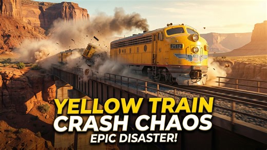 Epic collision: Yellow train vs special bomb vehicle in the ocean