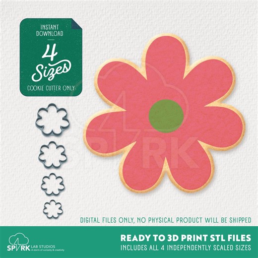 Flower Cookie Cutter STL for 3D Printing, Includes 4 Sizes - Etsy
