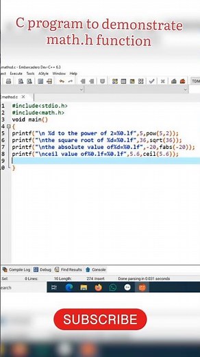 c program to demonstrate math.h function() in C language | #learn #coding #viral#maths