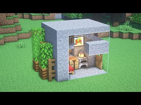 How to Build a Simple Survival Stone House in Minecraft - Minecraft House Tutorial