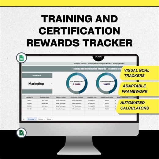 Employee Training and Rewards Certification Tracker Excel Template, Professional Development Spreadsheet, HR KPI Sheet - Etsy