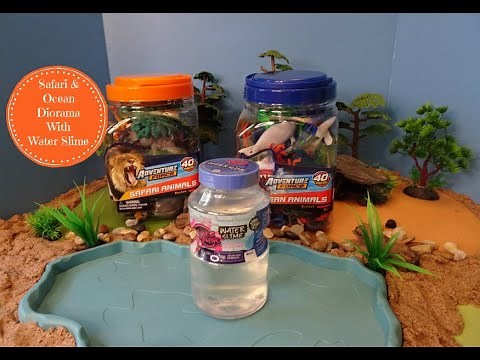 Adventure Force Safari & Ocean Animal Figures Diorama With Water Slime- Learn Animal Names