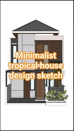 sketsa desain rumah 2 lantai, model tropis minimalis, ukuran 6x10 #iderumah #exteriordesign #desain