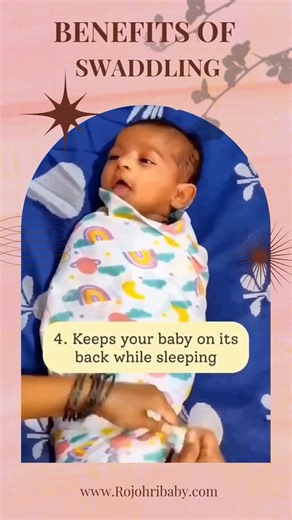 Swaddling isn’t just cozy it’s comforting! 🤍👶 Here are 5 amazing benefits of swaddling that help your newborn feel safe, calm, and relaxed. ✨ #SwaddlingBenefits #NewbornCare #BabyComfort #NewParentTips #GentleParenting #BabySleep #NewbornLife #MomLife #DadLife #RojohriBaby | Rojohri