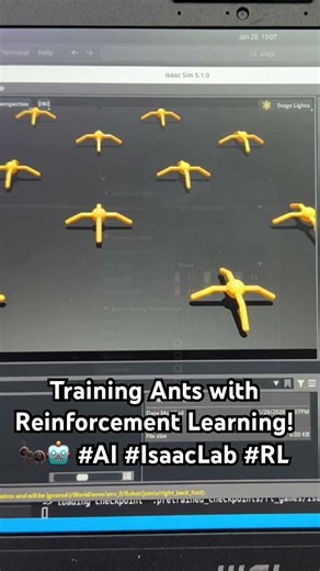 Training Ants with Reinforcement Learning! 🐜🤖 #AI #IsaacLab #RL