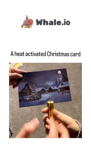 TrendTok Hub on Instagram: "The post features a 13-second video demonstrating a thermochromic Christmas card, where applying heat from a lighter transforms a dark winter scene into a brightly lit festive display with illuminated trees and houses, using temperature-sensitive inks that change color above 31°C. Posted on December 19, 2025, by @JamesLucasIT , it garnered over 26,000 likes and 872,000 views within hours, reflecting strong viral interest in interactive holiday novelties amid peak Chri