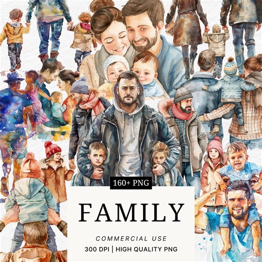 Family Clipart PNG: Happy Parents and Kids Illustration (digital Download) - Etsy