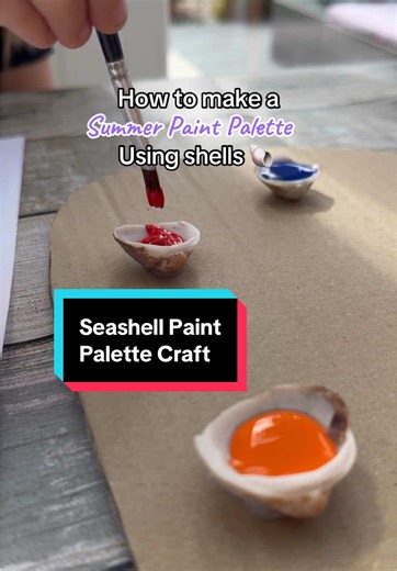 Seashell Paint Palette Craft… We really enjoy crafty activities with a purpose, so creating a paint palette that we could actually use was good fun. You just need cardboard, shells, glue and some paint! #craftingwithkids #kidscrafts101 #keepingkidsbusy #mumhacks #kidsactivities #summercrafts #cardboardcrafts #diycrafting #craftysummer #getkidscrafting Summer craft. Screen free fun. Purposeful crafts. Role play EYFS activities. Arts and crafts for kids.