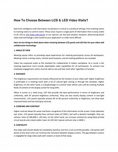 How To Choose Between LCD & LED Video Walls - SlideServe