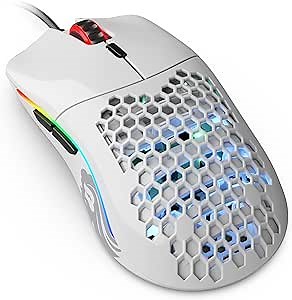 GLORIOUS Model O Wired Gaming Mouse 67g Superlight Honeycomb Design, RGB, Pixart 3360 Sensor, Omron Switches, Ambidextrous - Glossy White