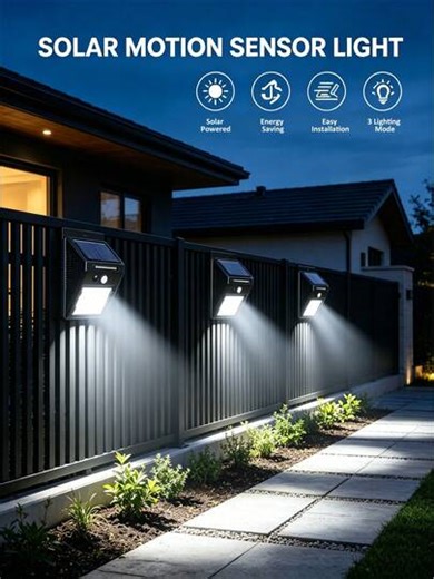 1pc Solar Powered Motion Sensor Light Outdoor, Solar Security Light Motion Sensor, Solar Sensor Wall Light, 120° Wide Angle For Yard, Garage, Driveway, Patio | SHEIN