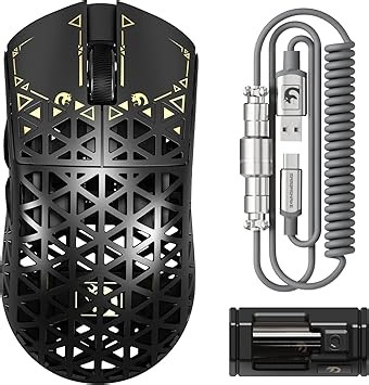 MAMBASNAKE M5 Ultra Carbon Fiber 8000Hz Wireless Gaming Mouse, 39g Superlight, 42000DPI, PAW3950MAX Sensor, Nordic 52840 Chip, Bluetooth/2.4G/USB-C Wired Mice with Mouse Coiled Cable, for PC/Mac