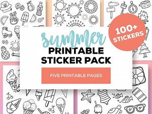 Summer Coloring Sticker Mega Pack: 100  Printable Stickers (digital Download) - Etsy