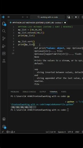 Python list extend, sort and reverse explained | Day 26
