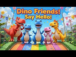 Dino🦖 Friends Say Hello | Fun Dinosaur Song for Kids | Learn Colors & Actions | Avi Kids TV