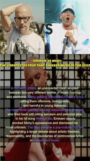 “Eminem vs Moby: The Unexpected Feud That Shocked Music in the 2000s” #shortvideo