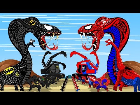 SPIDERMAN PYTHON VS BATMAN DINOSAURS BRACHIOSAURUS, T-REX,EXCAVATOR,Truck,Trains: Big Dinosaurs Ever