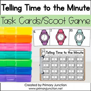Telling Time to the Nearest Minute Write the Room Center Scoot Game Task Cards