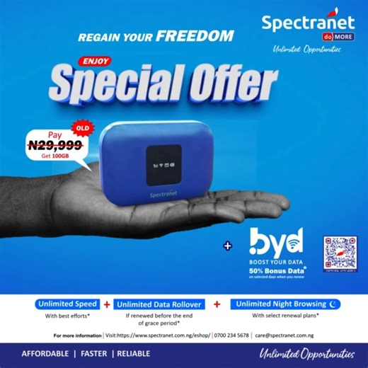 Freedom MiFi is the hottest Black Friday deal in town, and it’s flying off the shelves. Now only ₦19,999 (was ₦29,999). Grab yours before it’s gone! #Spectranet #FreedomMiFi #StayConnected #BlackFriday | Spectranet Limited