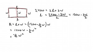 Area A farmer is constructing a rectangular pen with one additional fence across its width. Find the maximum area that can be enclosed with 2400 m of fencing. | Numerade