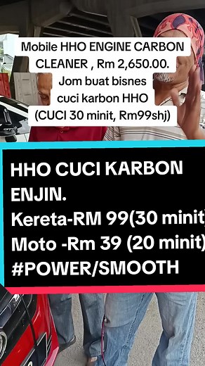 https://s.lazada.com.my/s.lxVrb MOBILE HYDROGEN ENGINE CARBON CLEANER. Modal sekali....untung berkali2. Jom buat bisnes CUCI Karbon enjin guna GAS HYDROGEN. Beli sekali je MOBILE HHO ENGINE CARBON CLEANER (RM 2,650,00)....modal sekali Tu je....Lepas Tu...kaut untung beratus2 Kali.....SATU sesi Cuci Karbon Rm99 (30 minit flushing) SATU keluarga ... SATU HHO cleaner (boleh Cuci Karbon kereta ,anak beranak Dan saudara .....nak buat bisnes pun boleh ..sangat Mudah Dan berbaloi untungnya) Kelebihan b