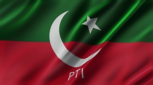 Flag of the pakistan tehreek-e-insaf (PTI) fabric texture of the flag and 3d animation background.