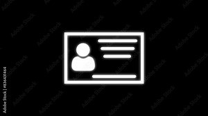 ID Card icon. Identification cards outline icon. Driver's license Identification card symbol in black background.