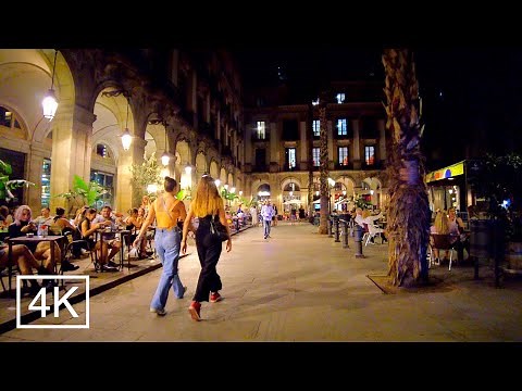 Barcelona nightlife: LA RAMBLA & GOTHIC QUARTER at Night - Catalonia, Spain 4K ASMR 60fps
