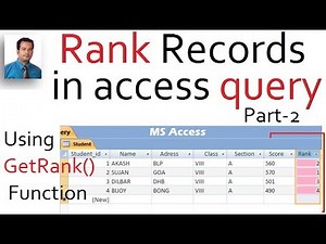 Rank records in access query Part-2 | Use GetRank function |select & update query