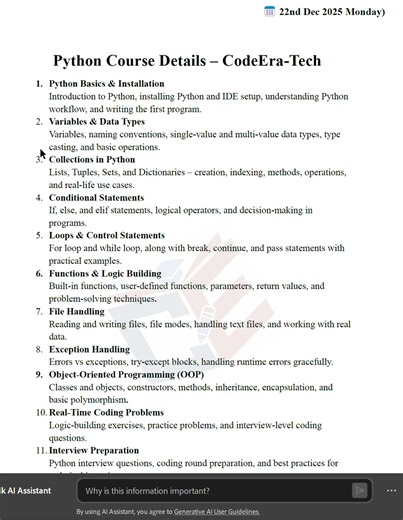 Python Course is launching at CodeEra-Tech 🚀