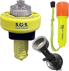 C-1004 SOS One Color/Infrared Visual Distress Signal and Floating Flashlight Bundle for Mariners, Outdoor Enthusiasts, Safety-Conscious Individuals