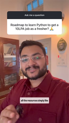 Gaurav Ghai | Career Growth on Instagram: "Roadmap to learn Python to get 10 LPA+ job as a fresher in 2025?  To access all the resources, Like and comment “Python” I’ll share all the info "