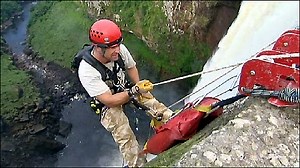 Presenter breaks back in fall