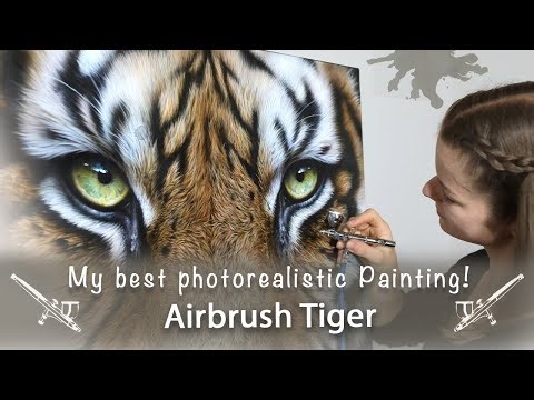 Photorealistic Tiger painting - Freehand Airbrush technique