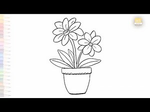 Flowers pot drawing easy | Outline sketches | How to draw flower pot step by step | #artjanag