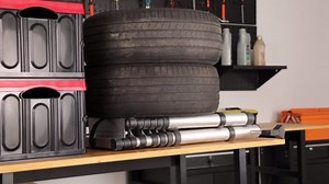 60" Heavy Duty Solid Wood Work Bench, Work Table with Drawers, Portable Garage Workbench with Wheels and Power Outlet, 3000 LBS Load Capacity, Rolling Tool Workbench for Workshop, Office, Home