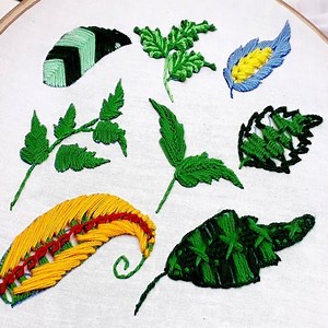 Easy Hand Embroidery 8 Type Leafs Design Tutorial Via Nakshi Katha | Dian Embroidery