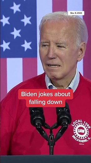 Biden jokes about falling down