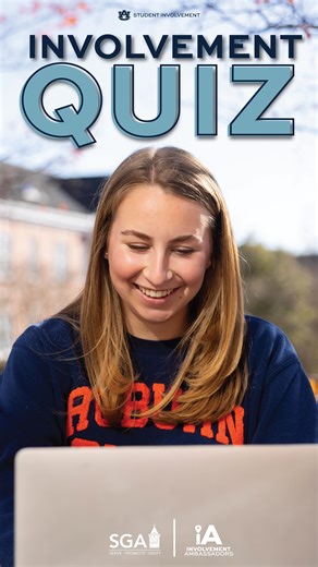 Auburn University SGA on Instagram: "THE INVOLVEMENT QUIZ IS LIVE! This is a short questionnaire to help you discover your Student Involvement path, and for our Involvement Ambassadors to best connect you to organizations that fit your values, interests, and goals. aub.ie/involvementquiz With O-Week and the Spring Involvement Fair this week, take the quiz TODAY so you can get connected and plugged in THIS WEEK! #getinvolved #auburn"