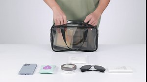 Transparent makeup bag, double layer Cosmetic Bag, travel Multipurpose transparency TSA makeup bag, waterproof wash bag for women