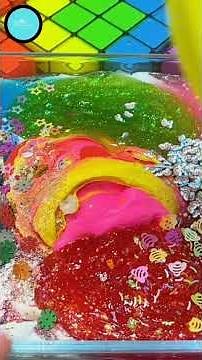 🌈 Rainbow ASMR Slime Mixing with Glitter and Clay |Satisfying Slime Sounds✨Relaxing Short Video#asmr