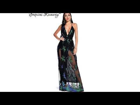 A must-have product #Sexy party prom dresses women 2025 vintage green sequin maxi summer Dress ele